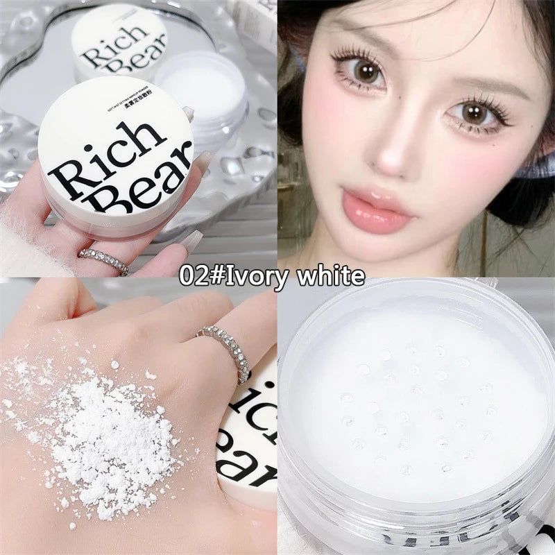 White Face Loose Powder Waterproof Oil Control Matte Natural White Transparent Setting Loose Powder Korean Makeup Brighten Face