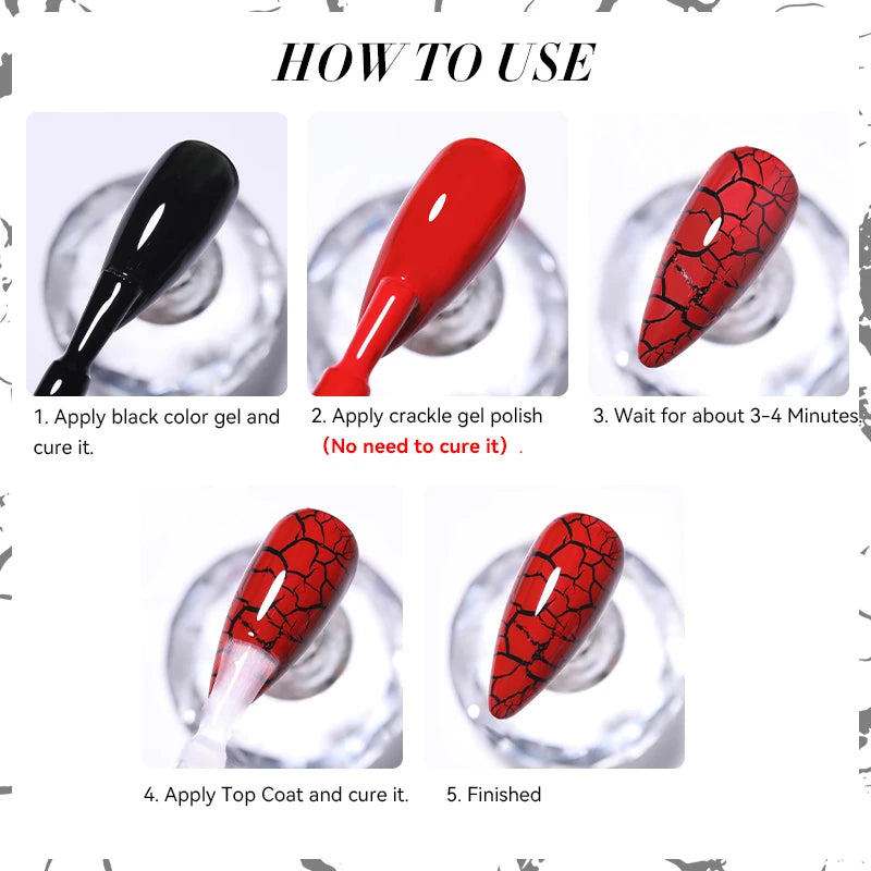LILYCUTE 7ml Crackle Gel Nail Polish Cracking Nail Gel Quick Dry Nail Art Varnishes Hybrid Semi Permanent Soak Off Base Top Coat