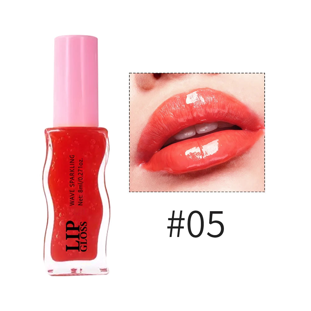 Wavy Bottle Lip Glaze,Shiny Glossy Finish with Moisturizing Plumping Formula,Easy Multi-Look and Waterproof Long Wear for Winter