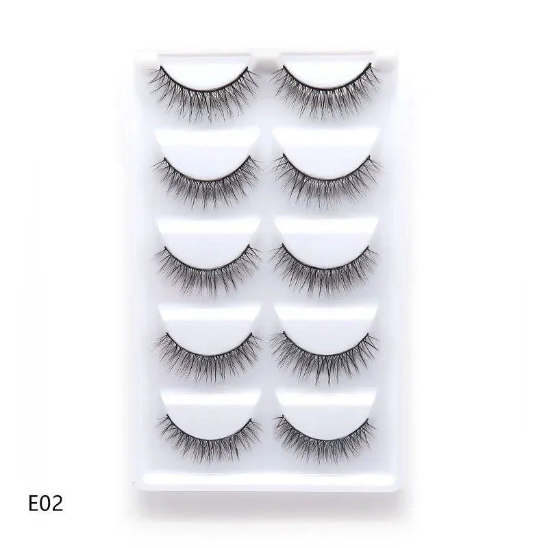 HBZGTLAD 5Pairs 3D Handmade Fake Eyelashes Natural Long Thick Daily Makeup Thick Cross Eyelashes Eye Lashes