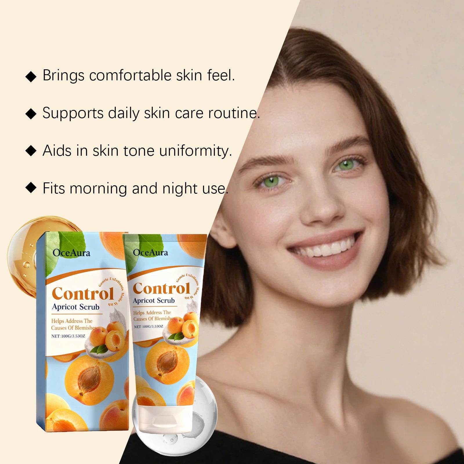 Exfoliating Apricot Facial Scrub Improves Skin Smoothness Evens Skin Tone Cleanses Pores Removes Dead Skin Refreshes Moisturizes