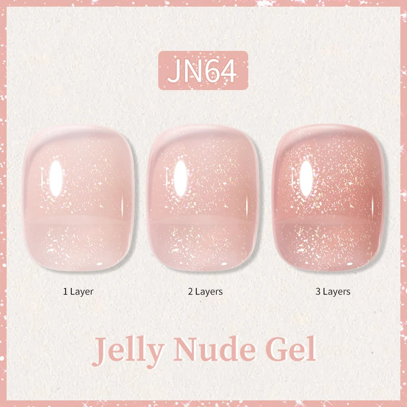 BORN PRETTY 10ml Glitter Pink Nude Jelly Nail Gel Polish Varnis Semi-permanent Sheer Translucent UV LED Soak Off Gel Polish