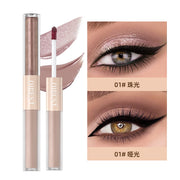 QIBEST Double-head Glitter Liquid Eyeshadow Contour Blush Pigment Silkworm Shimmer Matte Natural Cheek Shadow Cream Eyes Makeup