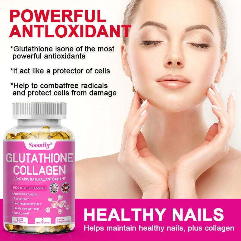 Collagen with Glutathione, Advanced Hydrolyzed Formula for Optimal Absorption, Skin, Hair, Nails & Joints, Natural Antioxidant Supplements