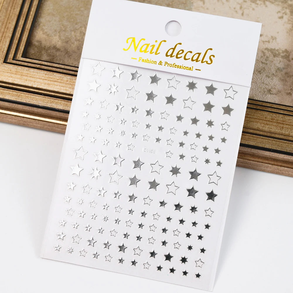 1pcs Star-Themed Nail Art Stickers 3D Self-Adhesive Plastic Decals With Glitter Finish Anime Rectangle Shape Ideal For DIY Nails