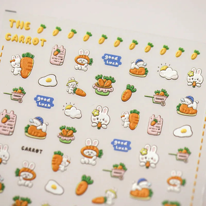1pcs 5D Japanese Kawaii Nail Art Stickers Cute Rabbit Dog Slider Nail Decorations Decals Self-Adhesive Manicure Accessories DIY