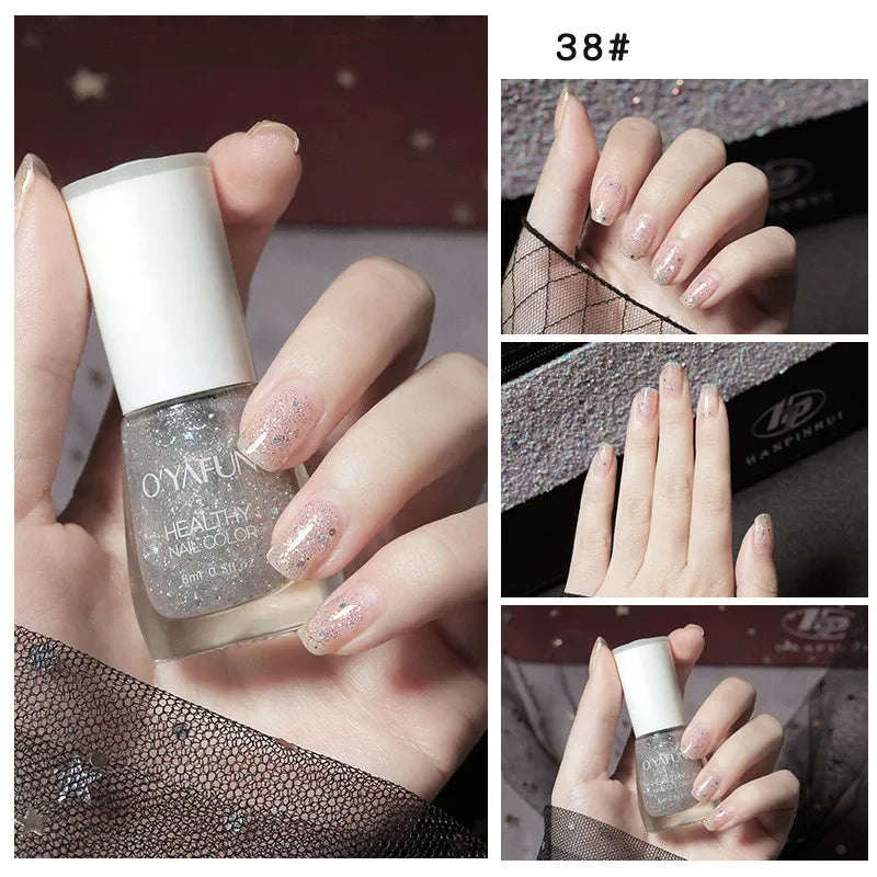 Matte Waterproof No-bake Nail Polish Nail Art Tearable Quick Dry Normal Without Lamp Nail Polish Glitter Sequins UV Varnish