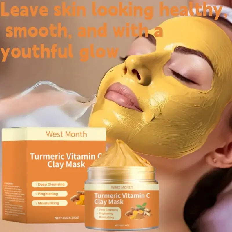 1/3/5PCS Turmeric VitaminC Clay Mask Deep Cleansing Facial Improves Dark Spots Hydrating Skin Care Tightens Skin Evens Skin Tone