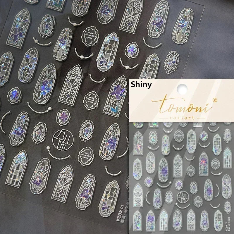 1 pc 5D sunflower nail stickers rose daisy cherry blossom self-adhesive nail art stickers oil painting style decorative sticker