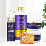 AILKE Double Glutathione Whitening Skin Care Set, Lightening, Remove Dark Spots, Skin Radiant, Moisturizing, Hydrating, Smooth
