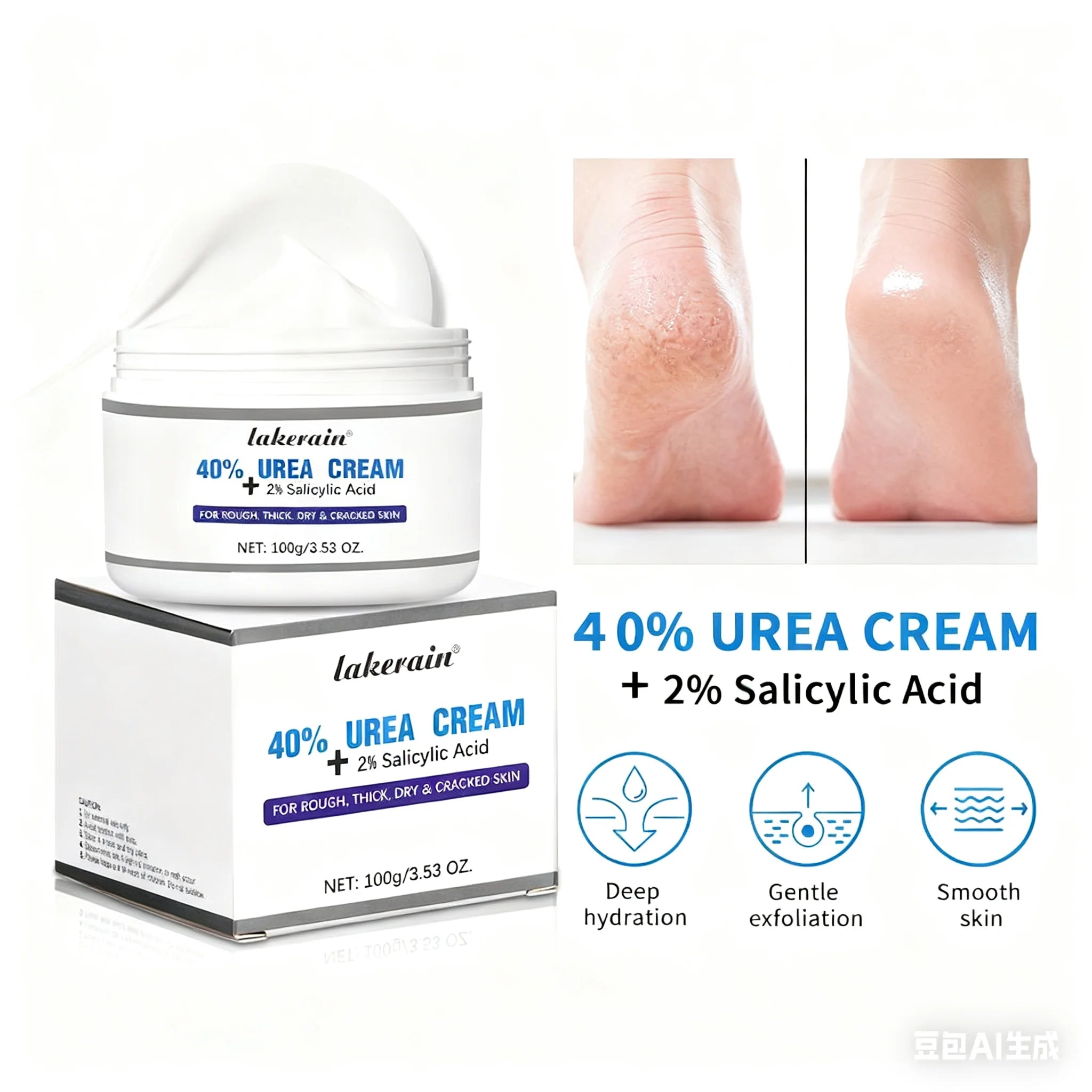 New 42% Urea Cream + 2% Salicylic acid Foot and hand Moisturizer, deep moisturizer and Nourishing moisturizer