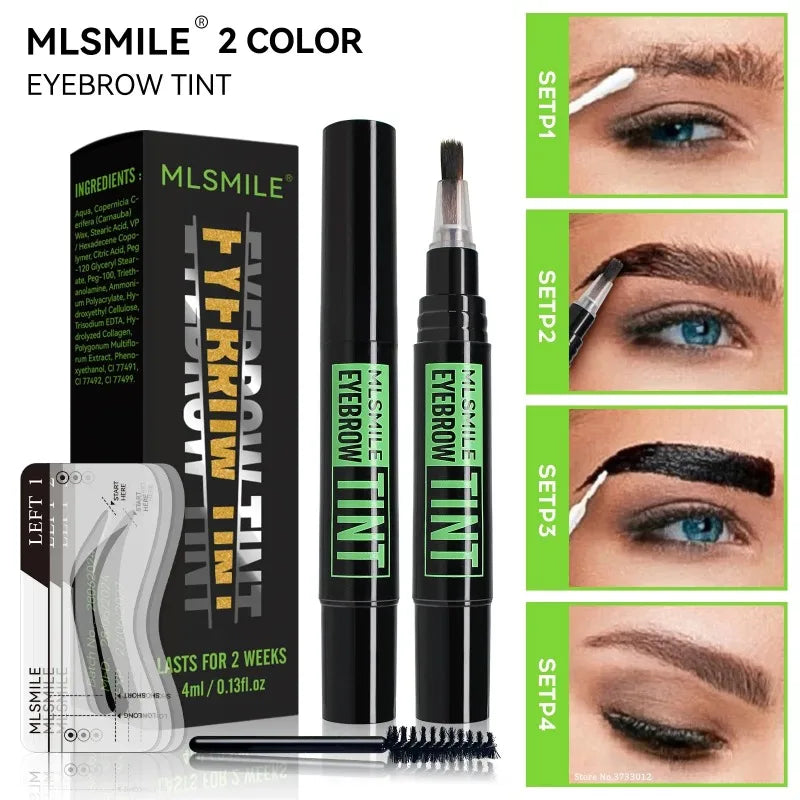 Liquid Eyebrow Dye Tint Brush Pencil Rotating Long Lasting Coloring Lasts 2 Weeks Waterproof Makeup Eye Brow Tattoo Stencil Kits