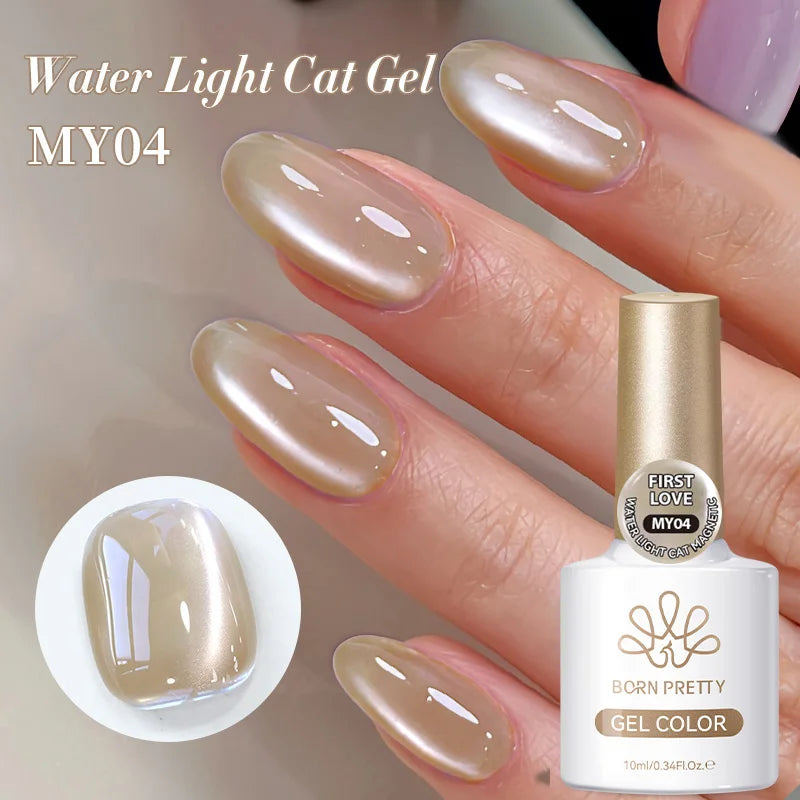 BORN PRETTY 10ml Autumn Gold Pink Glitter Cat Magnetic Gel Nail Polish Jelly Pink Semi Permanent Soak Off UV LED Varnish