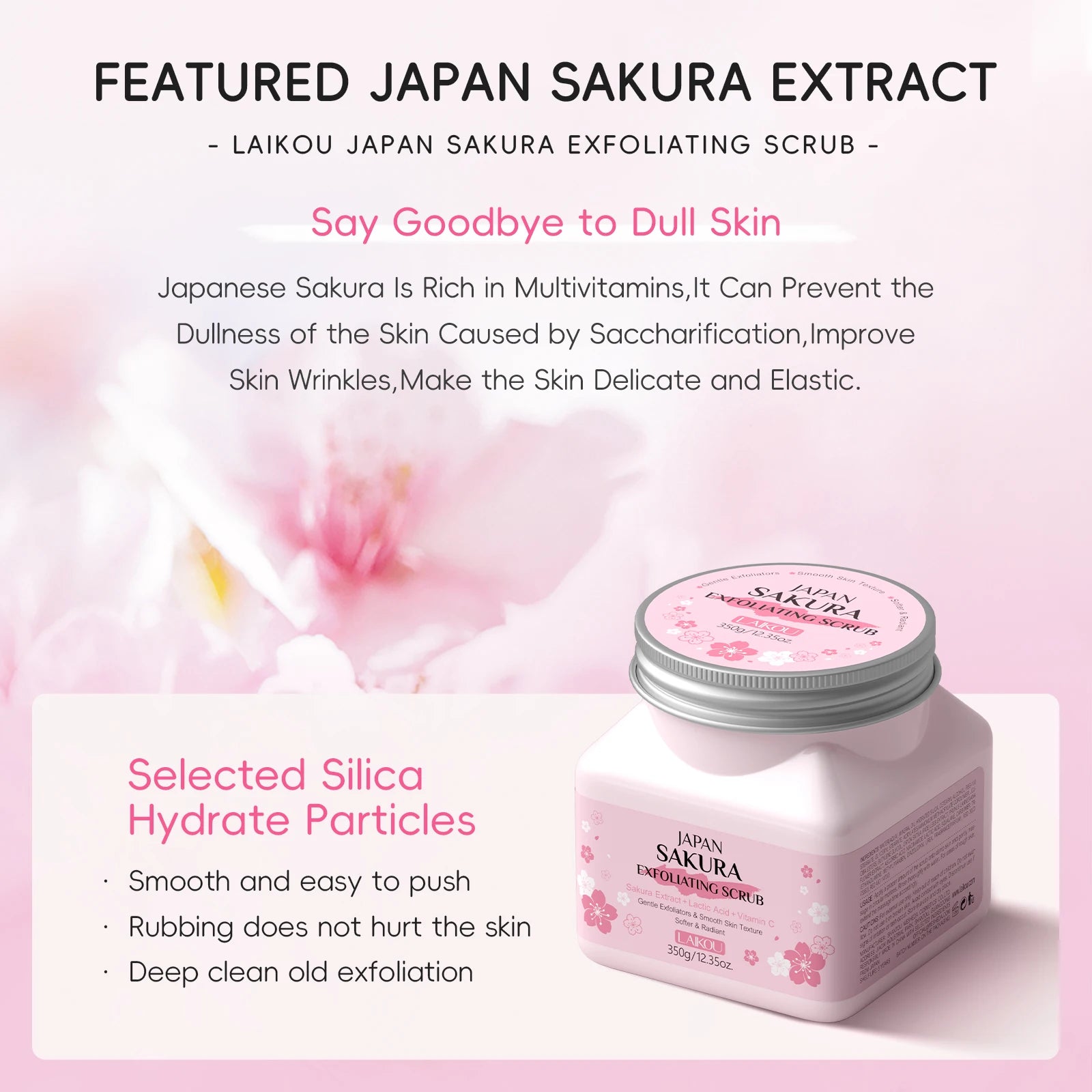 LAIKOU Sakura Exfoliating Facial Scrub Gentle Cleansing Dead Skin