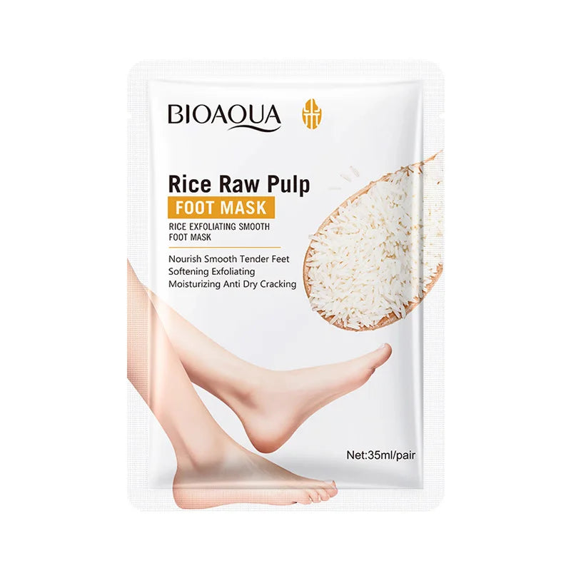 BIOAQUA White Rice Foot Mask Anti Wrinkle Moisturizing Foot Peeling Mask Exfoliating Feet Spa Pedicure Exfoliant Feet Skin Care