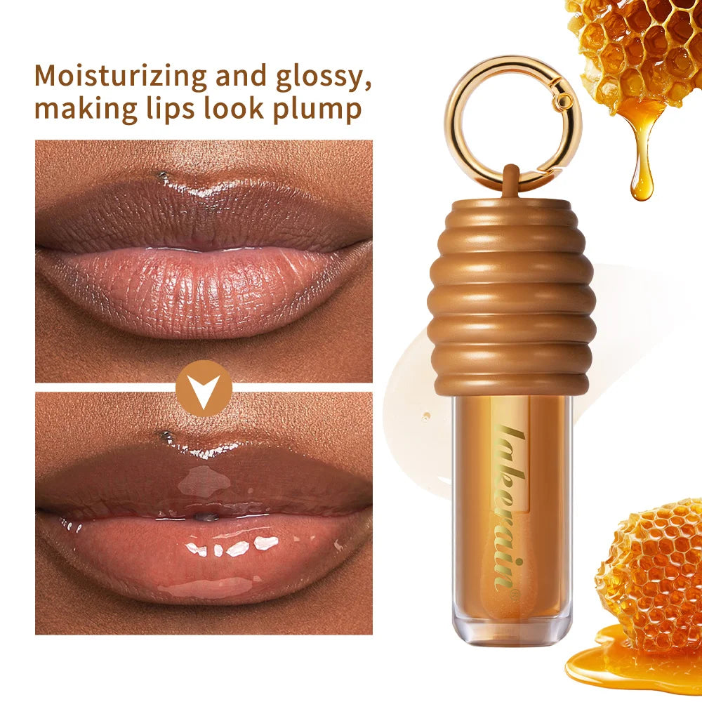 Lip Honey Lip Oil Lip Plumper Hydration Long Lasting Moisturizing Smooth Nourishing Non Sticky Bag Clip Ring Cosmetics Lip Balm