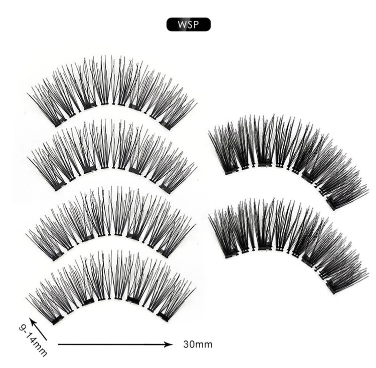 Three Magnet False Eyelashes No Trace of Glue Free 3d Magnetic Eyelashes Reuse Quick Stick Double/Four Magnetic Lashes Makeup