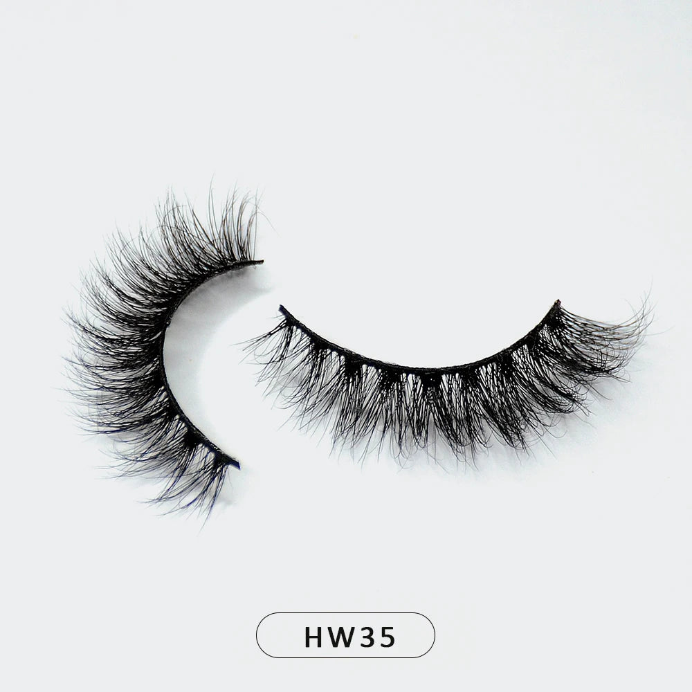 HZJY Dropshipping 10-15mm 3D Real Mink Handmade Crossing Lashes Individual Strip Thick Lash Fake Eyelashes with free paper boxes