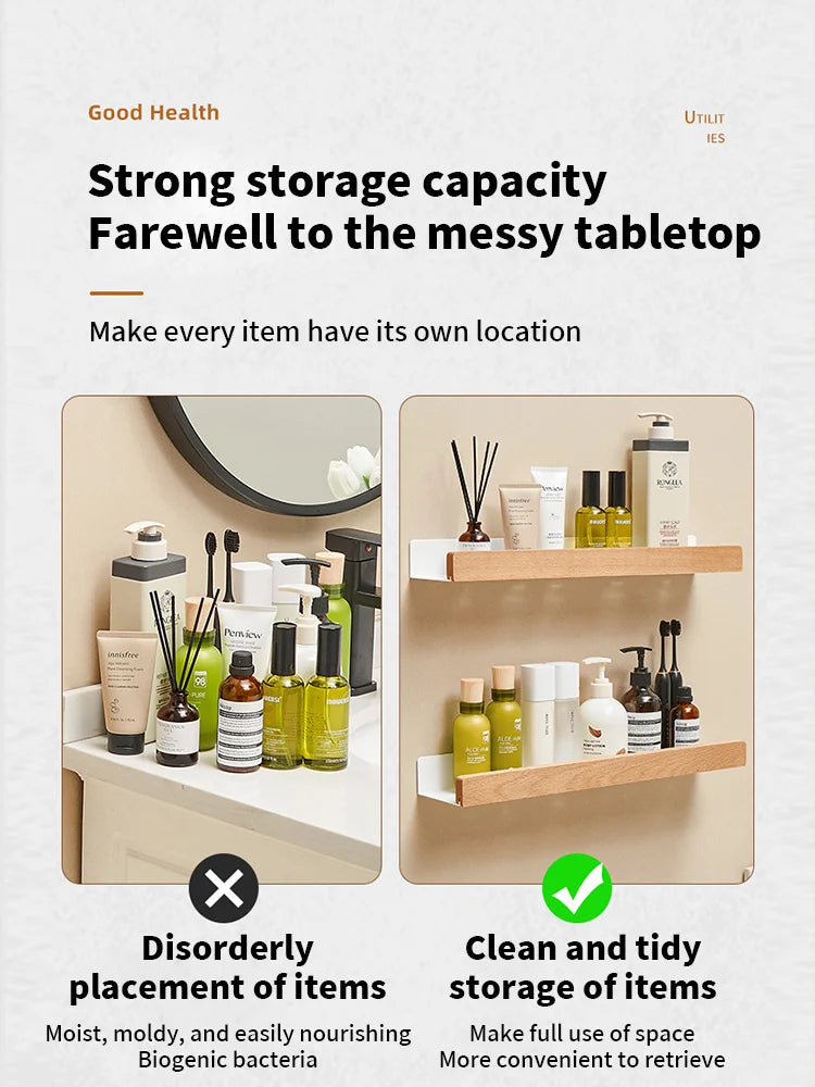 Wood Aluminum Waterproof for Bathroom Shelf Shelves Shampoo Makeup Storage Holder Accessories Kitchen Sorage Bath Accessories