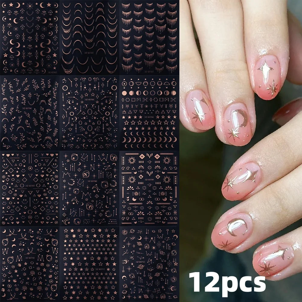 8/9/12/18Pcs New French Nail Stickers Guides DIY Nail Decors 3D Self-Adhesive White+Black Sliders Design Stencil DIY Manicure *&