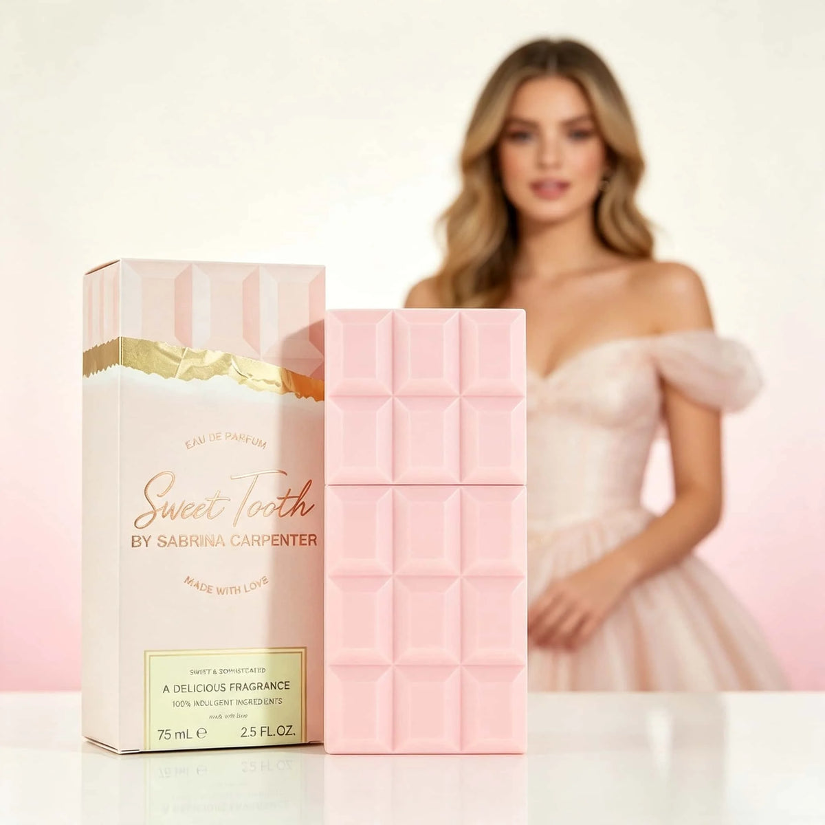 Sabrina Carpenter Sweet Tooth Eau de Parfum For Women Pink Chocolate Bar Shaped Bottle Luxury Gift Box Gourmand Vanilla Chocolate Scent Long Lasting Sweet Creamy Ladies Perfume Spray 75ml