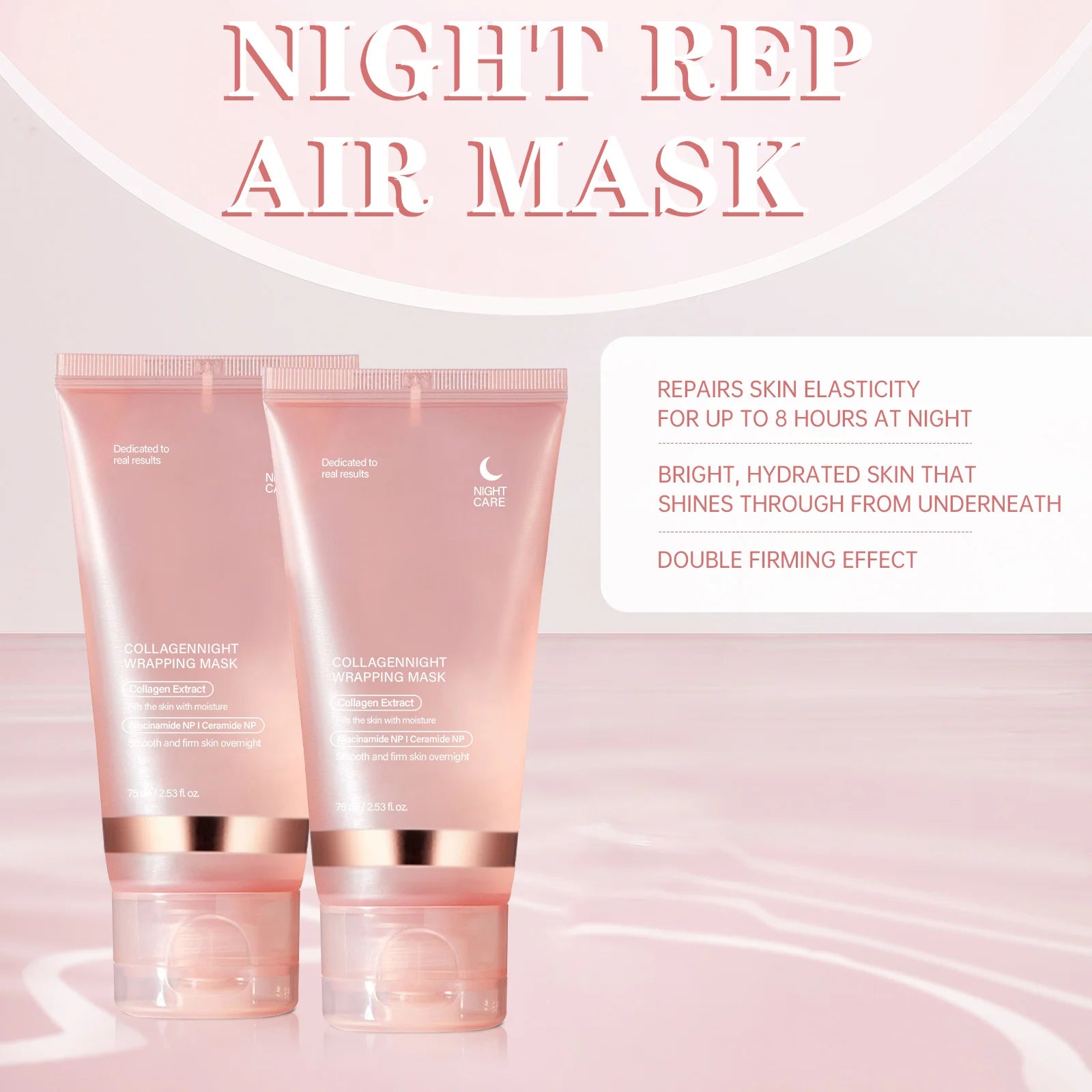 Overnight Collagen Firming Mask 75ml - Deep Moisturizing Pulling Formula for Smooth, Radiant Skin by Morning Wake-Up Glow.