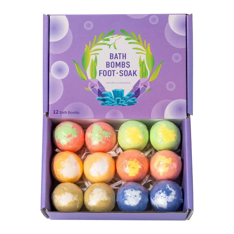 12pcs 20g/60g Bath Gift Natural Mini Handmade Bathing Foot Spa Bomb Rich Essential Oils Moisturizing Dry Skin Relaxing Scent
