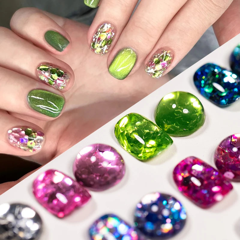 8ML Glitter Gel Nail Polish Shining Mineral Sequins Soak Off UV LED Nail Gel Semi Permanent Nail Art Supplies for Manicure
