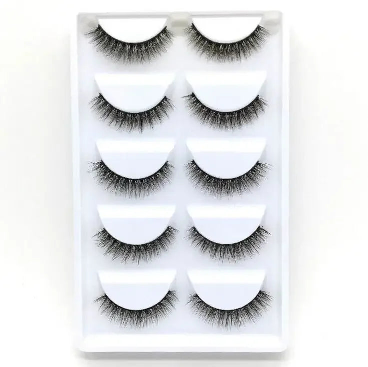 AMSNCN NEW 5Pair 100% Real 3D Mink Lashes Soft Natural False Eyelashes Makeup Long Eye Lashes Eyelash Extension CiliosH13mini