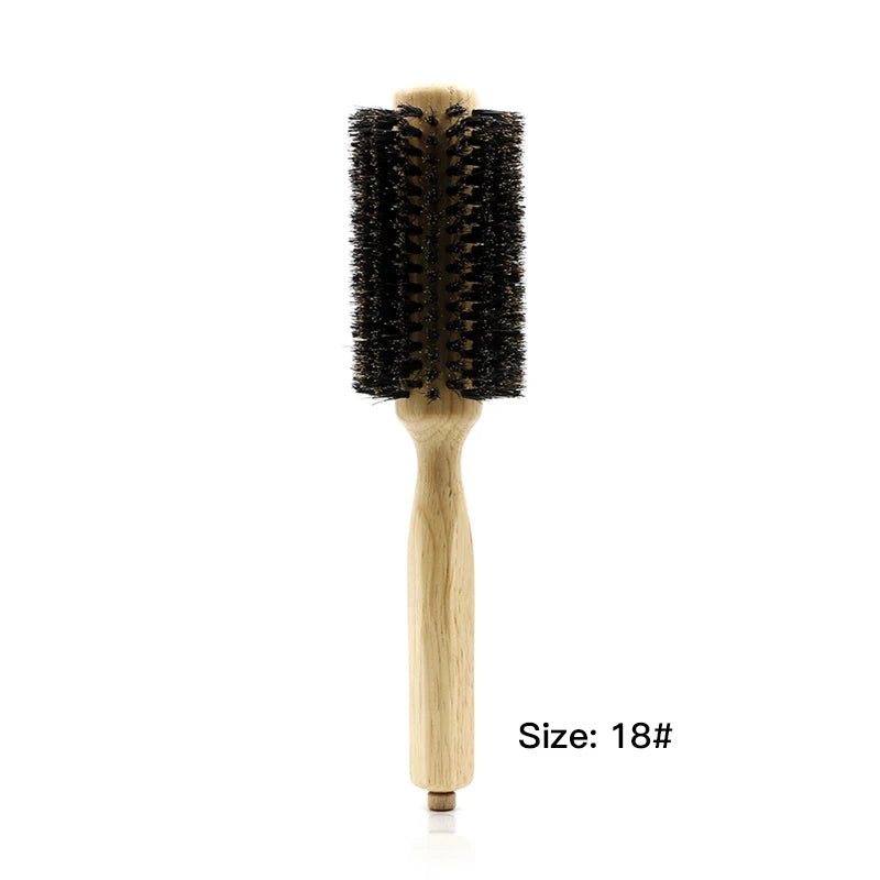 6 Sizes Wood Handle Boar Bristles Round Brush Removable Tail Professional Barber Salon Hairdressing Hair Brush Hair Round Comb