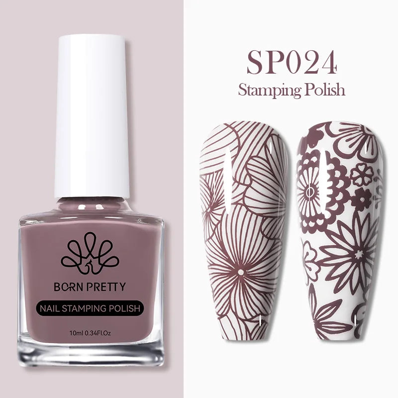 BORN PRETTY 10ml 25 Colors Nail Stamping Polish Nail Art Varnish with Peel Off Nail Latex Black White Colorful Stamp Polish