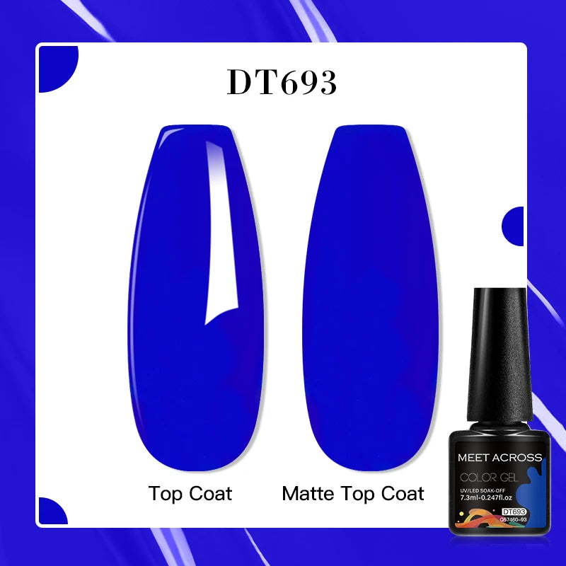 MEET ACROSS 7ml Red Blue Green Metallic Gel Nail Polish Super Bright Mirror Effect Semi Permanent LED UV Gel Nail Art Varnish