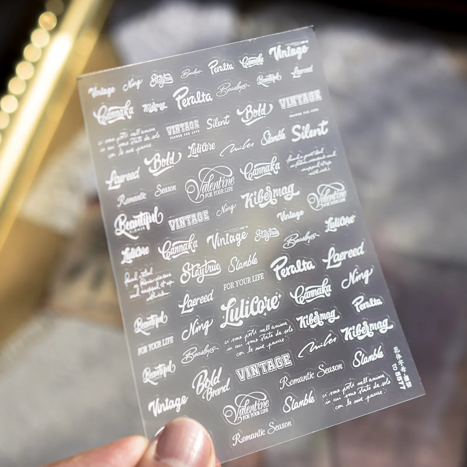 Silver Foil Script Beautiful Rose Moon Forever 5D Nail Art Stickers Cool Elegant Calligraphy Words Embossed Nail Decal Manicure