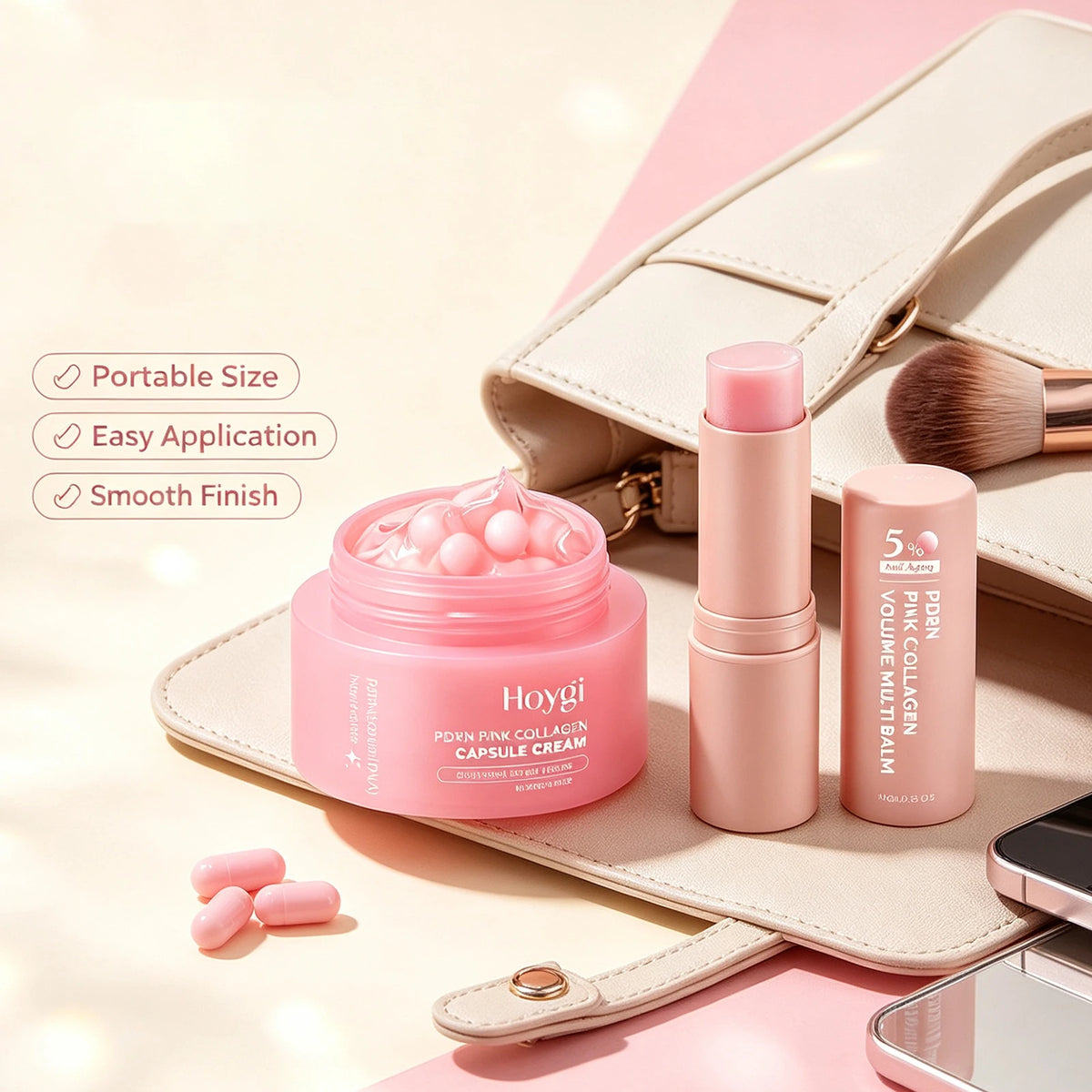 Korean PDRN Collagen Care Set - Deep Moisturizing Capsule Cream&Volume Multi Balm Hydrating Firming Anti-Aging Brightening Skin