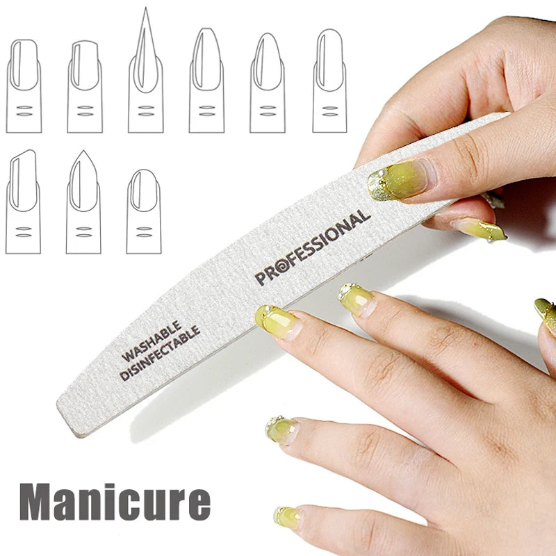 50/100Pcs Professional Wooden Nail Files 180/240 Buffer 100/180 Grey Boat Wood Sandpaper Block Gel Polisher Sanding Nail Files