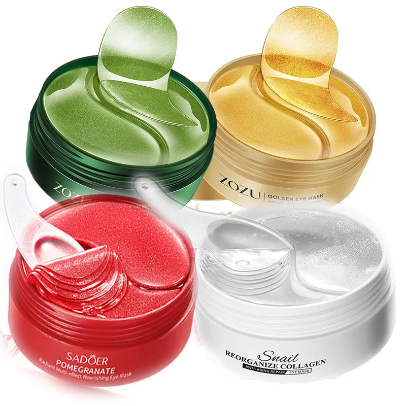 240pcs=120pairs Eye Patches Hyaluron Acid & Gold & Seaweed & Cucumber Hydrating Milk Moisturizing Crystal Collagen Gel Eye Mask