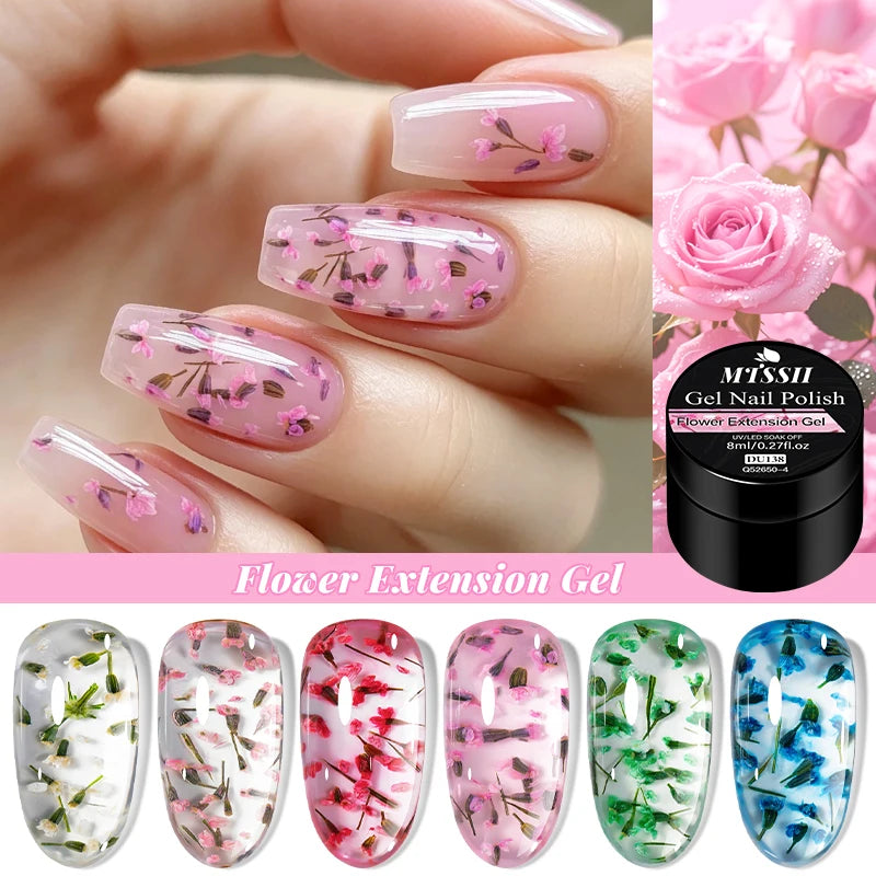 Flower Quick Extension Gel Nail Polish Dried Flower Construct UV Hard Gel Semi Permanent Acrylic Extension Nail Art Varnish DIY