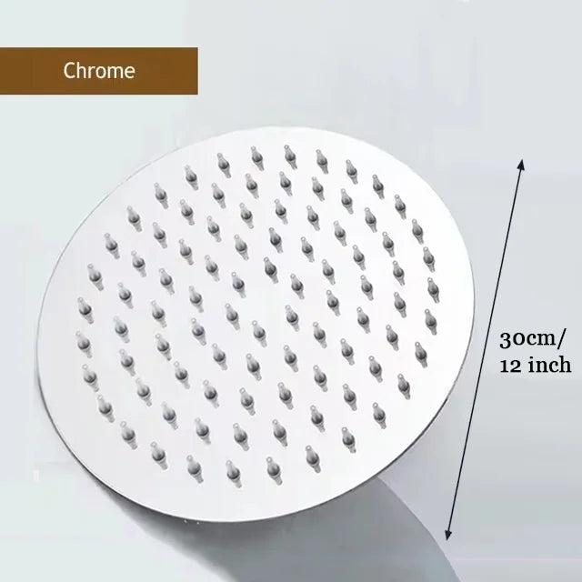 8" 10" 12" Black Silver Golden Stainless Steel High Pressure Waterfall Shower Head Large Flow Pressure Boosting Bathroom Shower