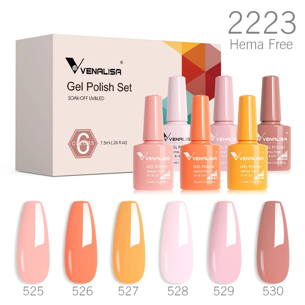 6pcs Venalisa Construction Gel Kit Stronger Jelly Color Reinforce Natural Nail Varnish Rubber Base Color Series Nude Collection