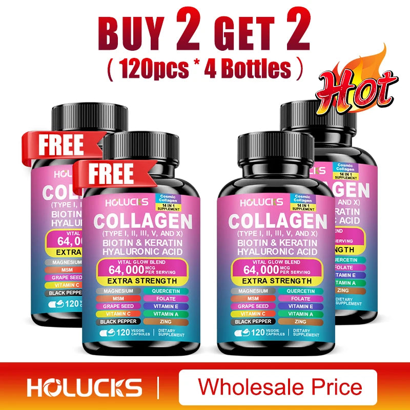 Organic Collagen Capsules Biotin Keratin Skin Care Product Booster-Skin Nail,Hair Care,Anti Aging,Whiteningand Joint Supplement