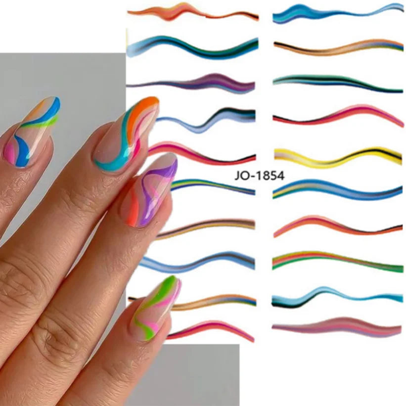 Nail Stickers 3D  Metal Line Sliver Gold Thorns Vine Curve Stripe Lines Tape Swirl Sliders Manicure Adhesive Gel Nail Art Decals