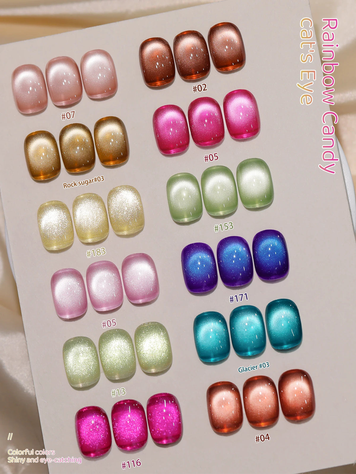 XEJAYI 1pc 15ml Rainbow Candy Cat Eye Gel Nail Polish,UV LED Soaking Nail Gel, Semi-Permanent, DIY Salon Quality