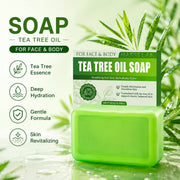 Green Tea Tree Soap, Soap Bar with Tea Tree Oil, Natural Soaps for Face Body Hand Skin Cleaning,Gentle Exfoliating Bar Soap