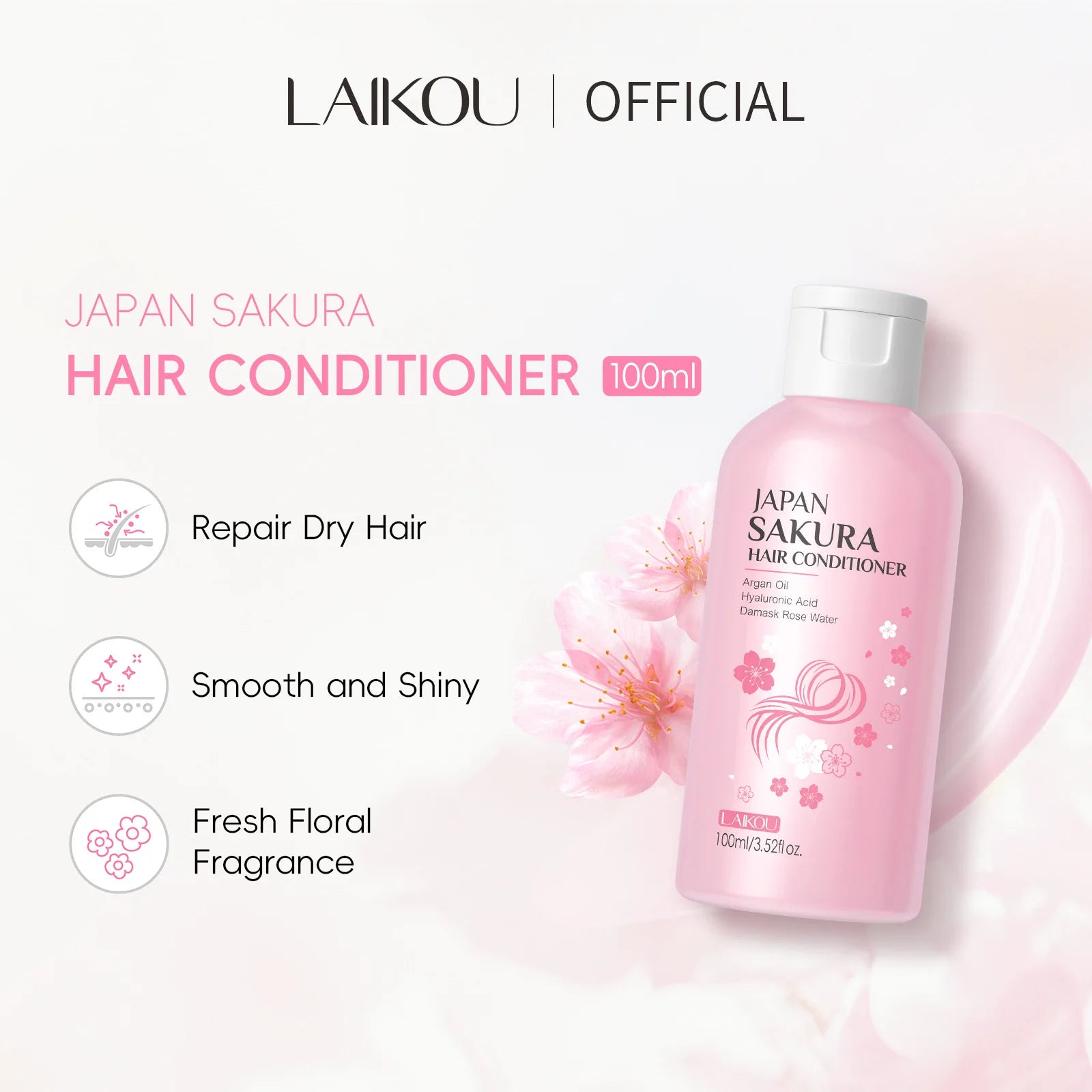 LAIKOU Sakura Shampoo & Hair Conditioner Deep Cleansing Oil Control Anti Dandruff Moisturizing Nourishing Repair Damaged Hair