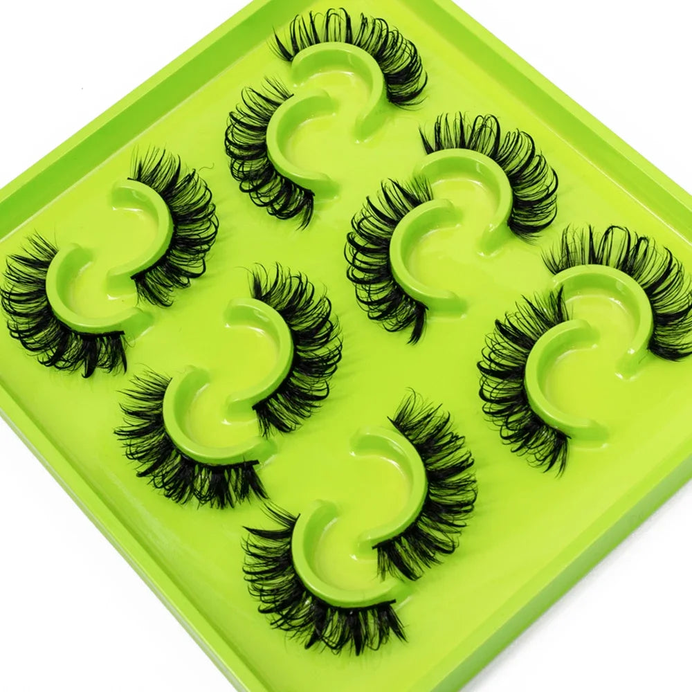 HBZGTLAD 6Pairs Female Cosplay Fake Eyelashes Korean Makeup New Style Wet Spikes 3d Eyelash Bulk Wholesale Manga Lashes