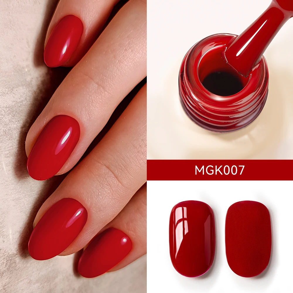 MAYCHAO Cherry Red Gel Nail Polish 12ml Glossy Semi Permanent Soak Off UV LED Frosted Gel Nails Base Painting Varnish