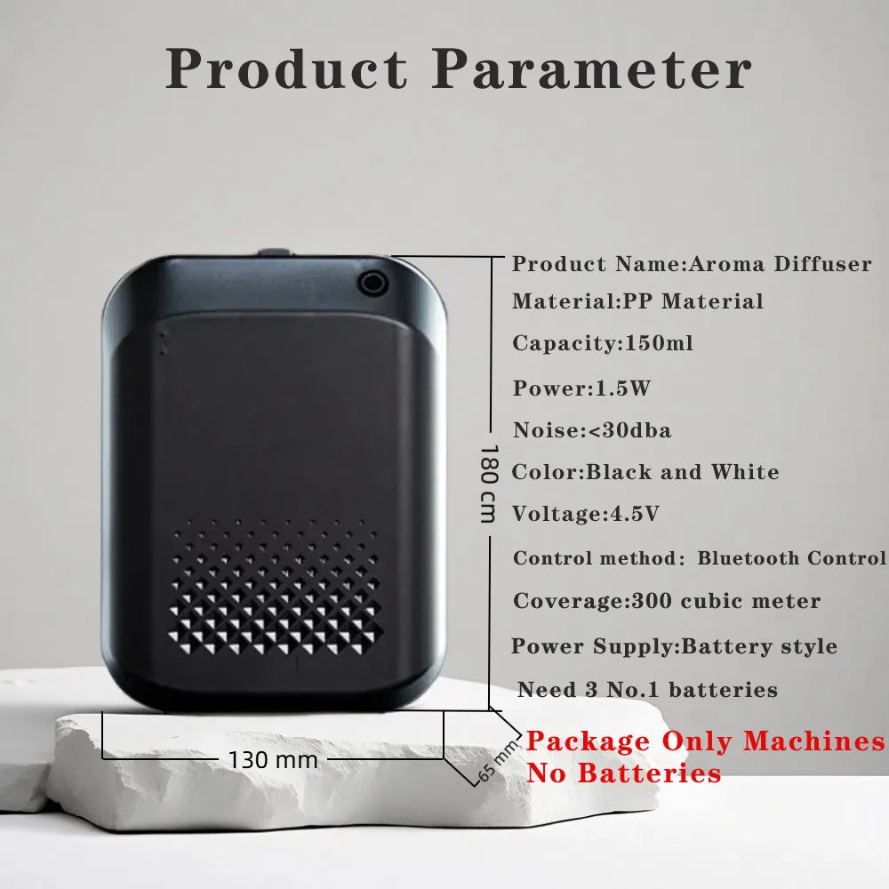 Battery Aroma Diffuser Coverage 300m³ Essential Oil Diffuser Scent Machine Bluetooth Control Air Purifier Use Battery Fragrance