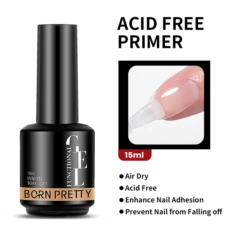 BORN PRETTY 15ml Jelly Nude Rubber Base Gel Natural Milky White Clear Semi Permanent Self-Leveling Soak Off UV LED Gel Varnish