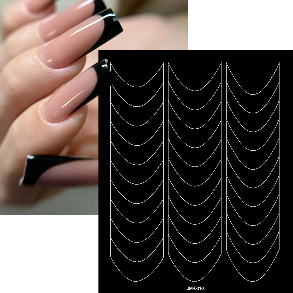 24 Patterns Airbrush Stencils Nail Art Stickers Hollow Butterfly/Flower/Bow/French Line Printing Templates Nail Decal DIY Tools