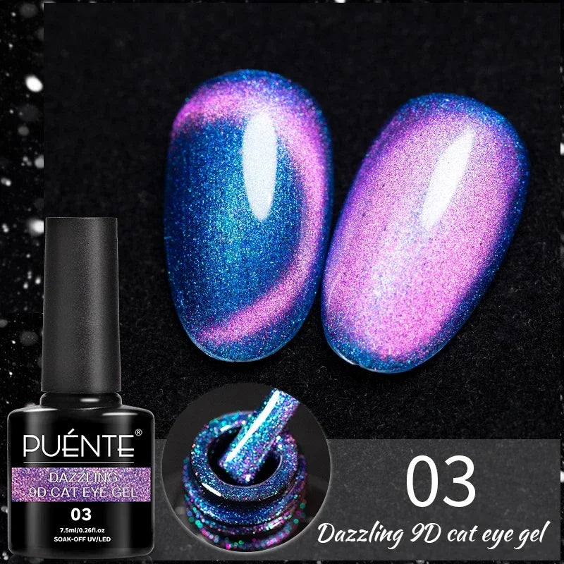 7.5ML Green Crystal Cat Magnetic Gel Nail Polish Shiny Green Glitter Cat Eye Gel For Manicure Soak Off UV Nail Art Varnish